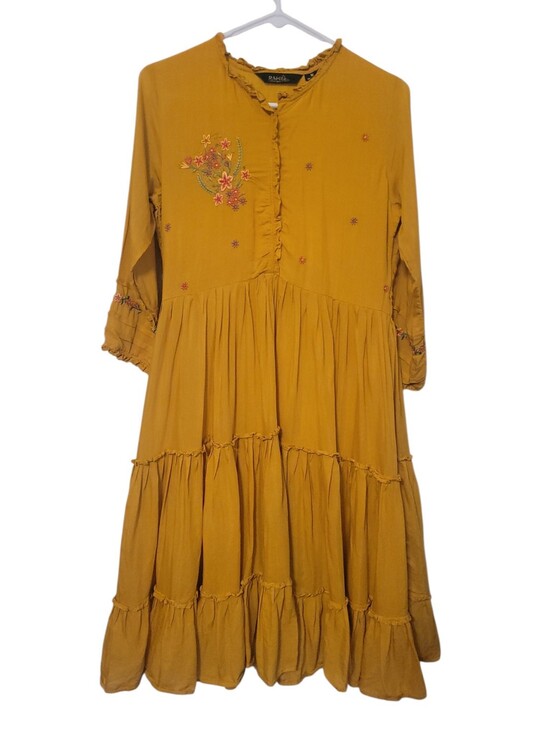 Anthropologie Dresses & Skirts - RAHI Anthropologie Embroidered Tiered Maxi Dress Mustard Boho Cottagecore Medium